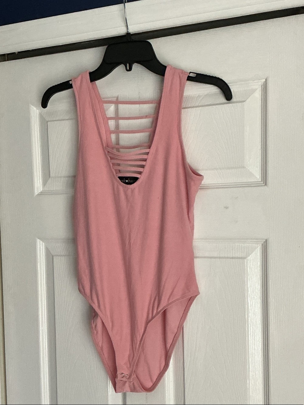 Derek Heart Pink Strappy Back Bodysuit